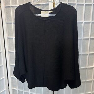 Anthropologie Maeve Black Gauze Dolman Sleeve Black Top Size Small Lange Look